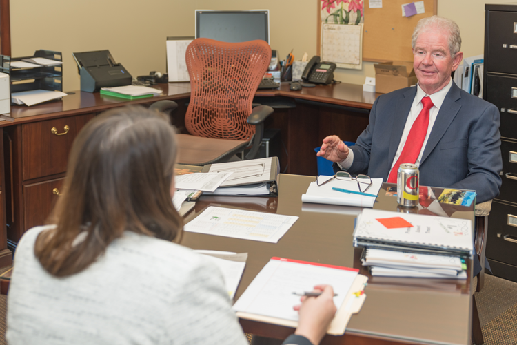 Lead Attorney Rick Law in a meeting